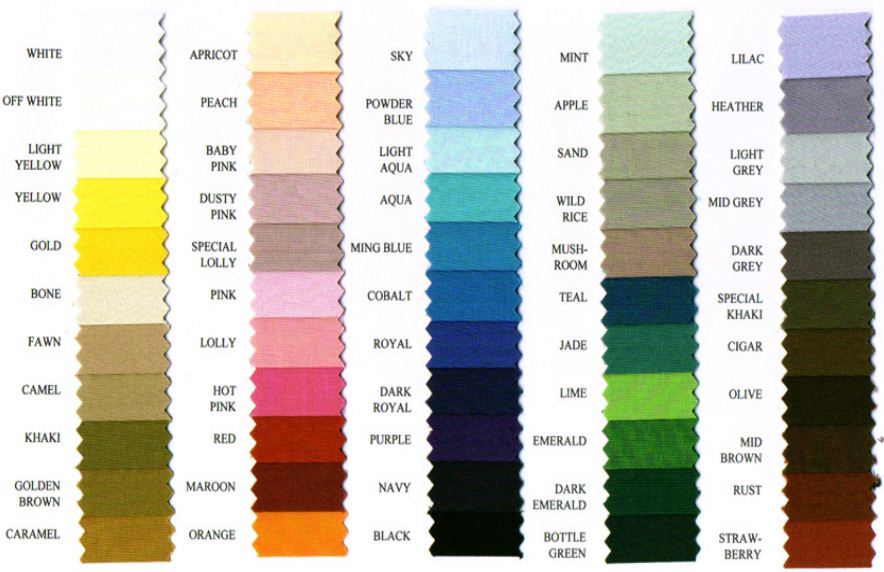 Poly Cotton Sheeting Colours